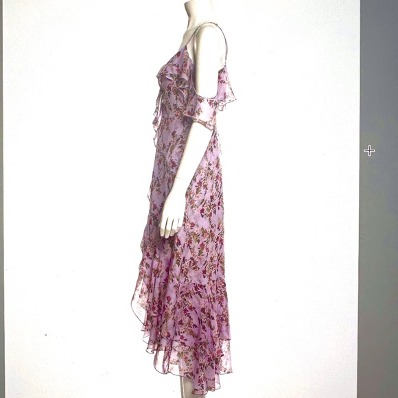 New without Tags! INTERMIX Emelia Lavender Floral Print Ruffle Dress S/4 - Picture 4 of 4